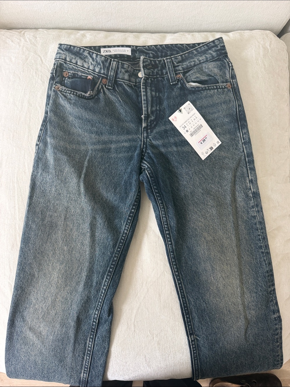 ZARA Washed Blue Straight Jeans